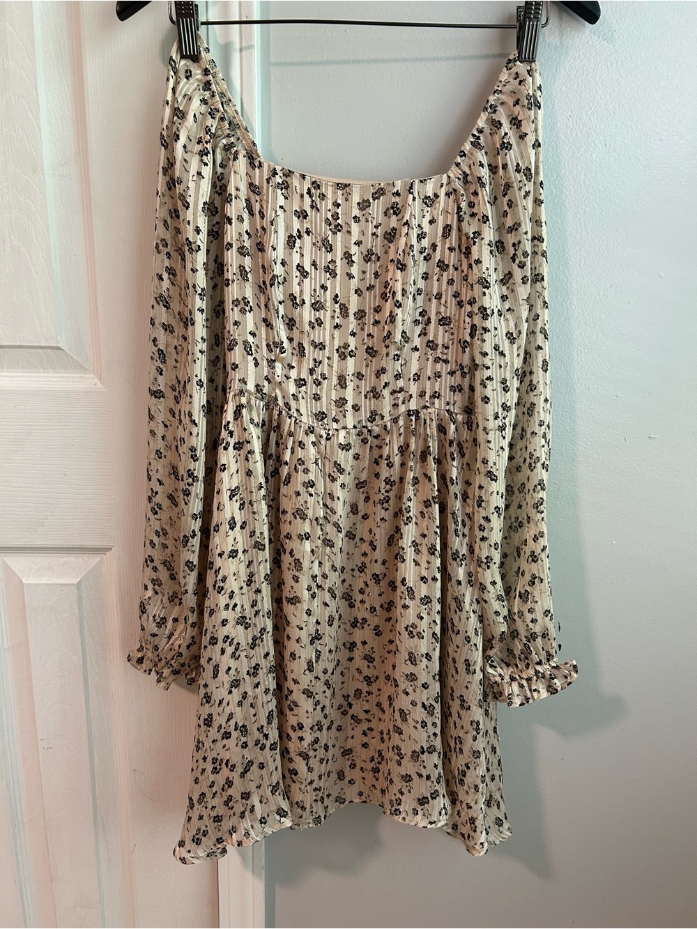Altar'd State Cream Tunic with Black Floral Print
